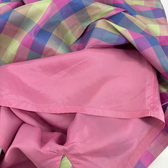 Pure & Simple VTG Womens 100% Silk Plaid Sheath Dress Sleeveless Pastel Size 14 - Picture 9 of 11